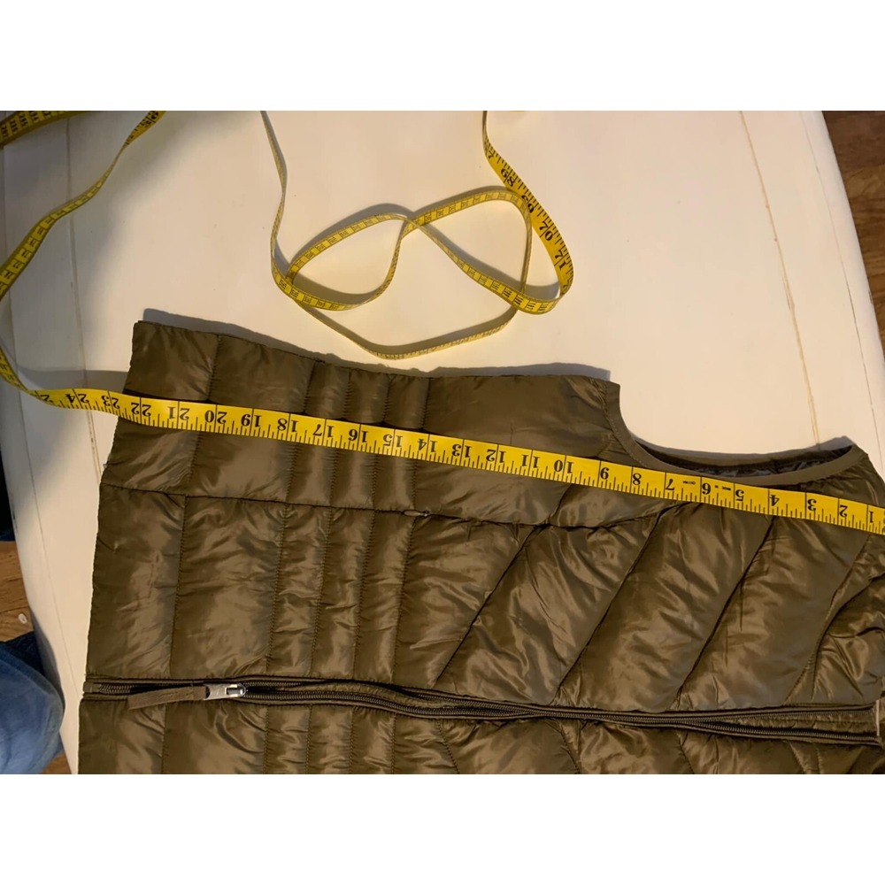 VERO MODA Quilted Puffer Vest Olive Green Zip Front Stand Collar Size M - Picture 7 of 8